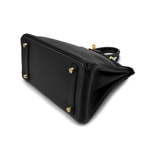 HERMES BIRKIN 25 BLACK SWIFT HAND BAG □R GHW 90272967 - PURPOSE