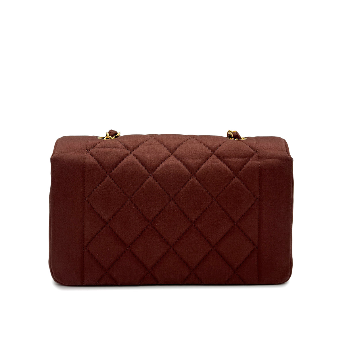 CHANEL VINTAGE DIANA SMALL CHAIN SHOULDER BAG BROWN SATIN 90272977