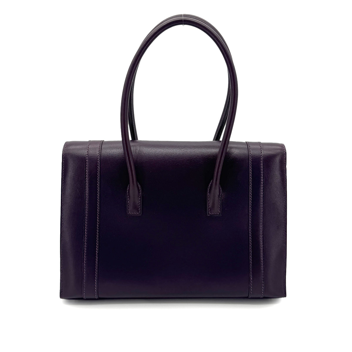 HERMES DRUG2 27 RAISIN BOX CALF HAND BAG □F SHW 90272984