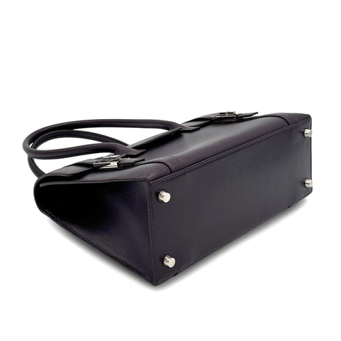 HERMES DRUG2 27 RAISIN BOX CALF HAND BAG □F SHW 90272984 - PURPOSE