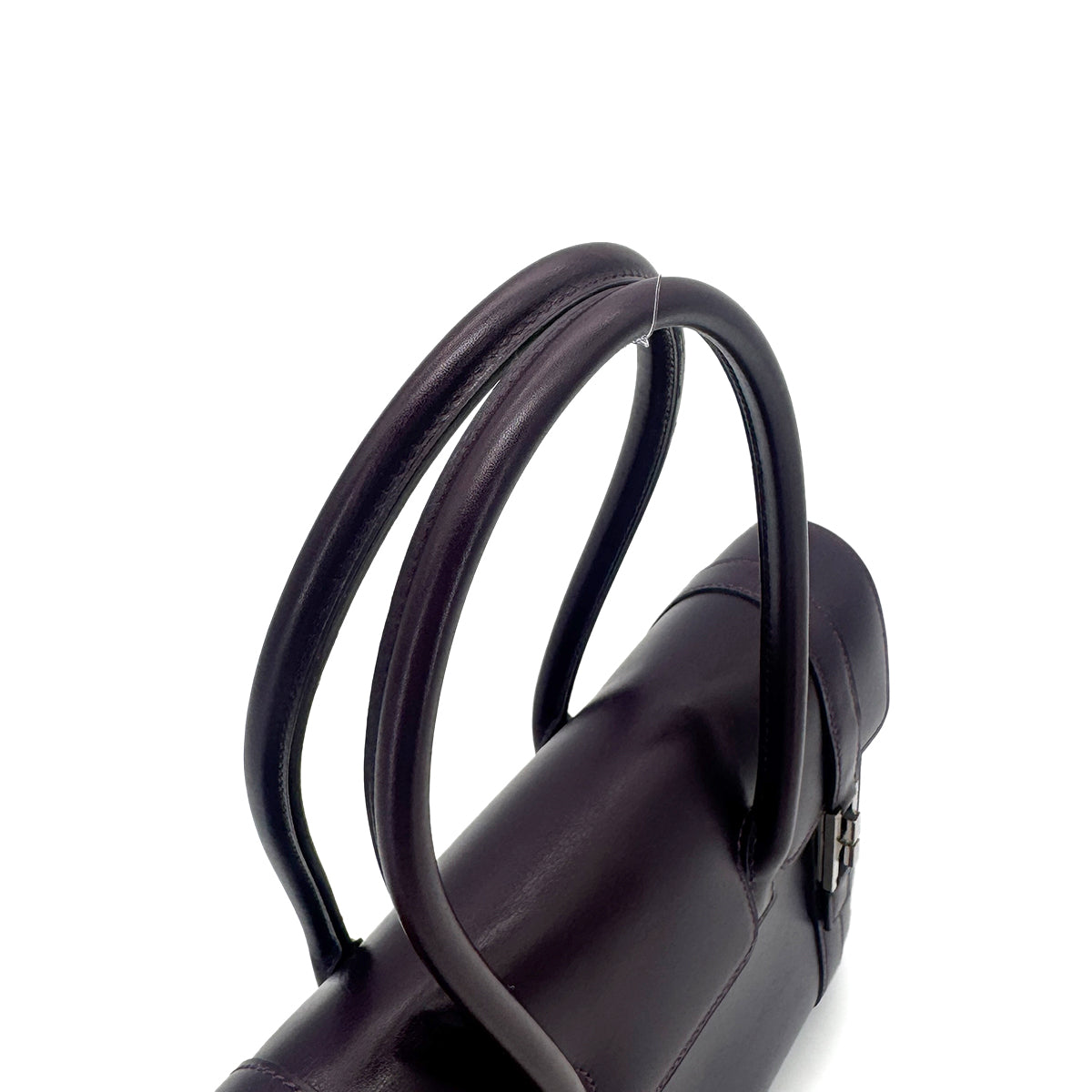 HERMES DRUG2 27 RAISIN BOX CALF HAND BAG □F SHW 90272984