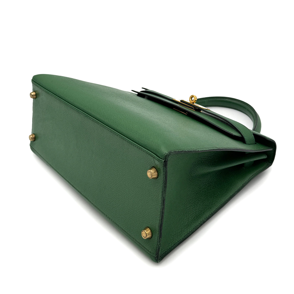 HERMES KELLY 28 SELLIER GREEN COUCHEVEL HAND SHOULDER BAG 〇X GHW 90272987