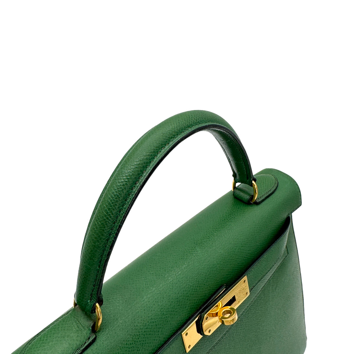 HERMES KELLY 28 SELLIER GREEN COUCHEVEL HAND SHOULDER BAG 〇X GHW 90272987