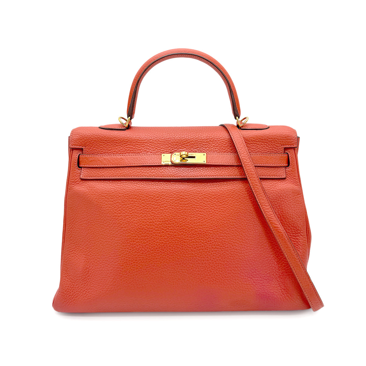 HERMES KELLY 35 RETOURNE ROUGE PIVOINE TAURILLON CLEMENCE HAND SHOULDER BAG □R GHW 90272995