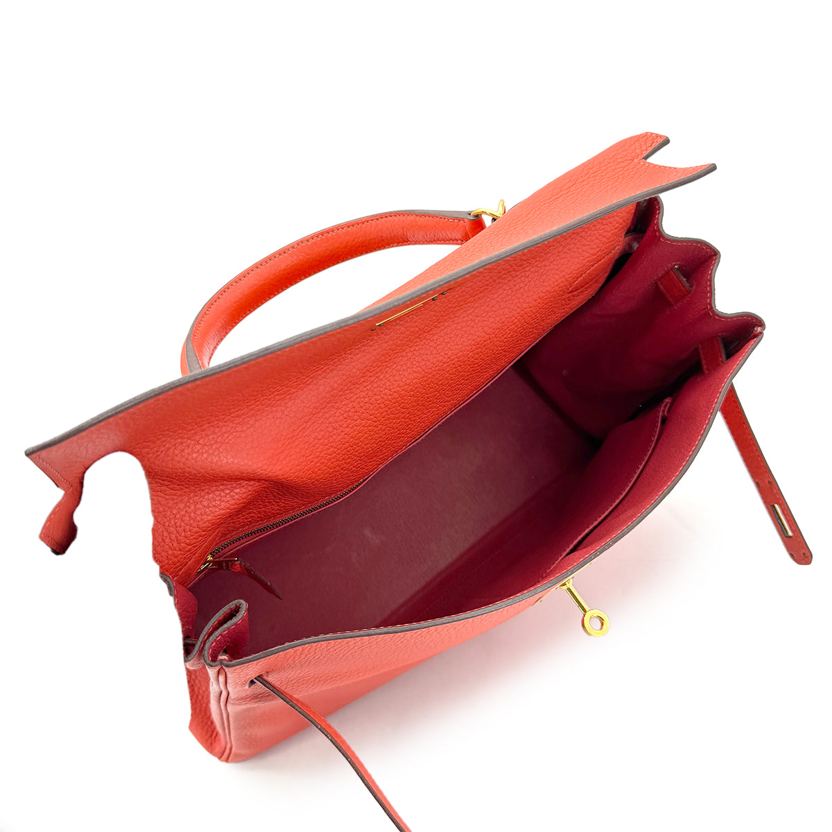 HERMES KELLY 35 RETOURNE ROUGE PIVOINE TAURILLON CLEMENCE HAND SHOULDER BAG □R GHW 90272995