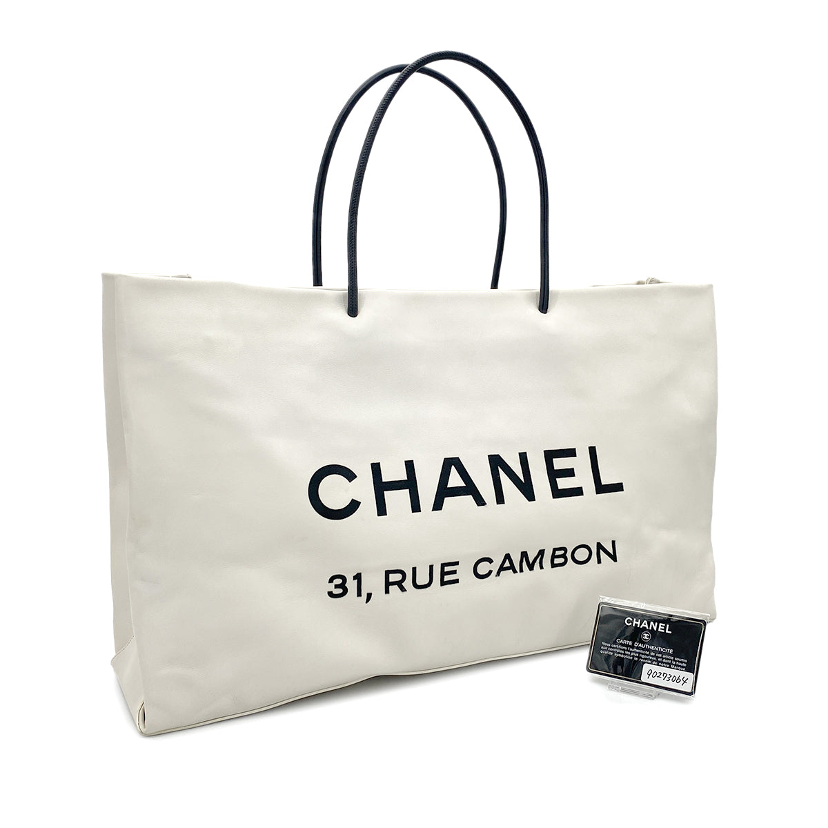 CHANEL VINTAGE ESSENTIAL TOTE BAG WHITE CALF LEATHER 90273064