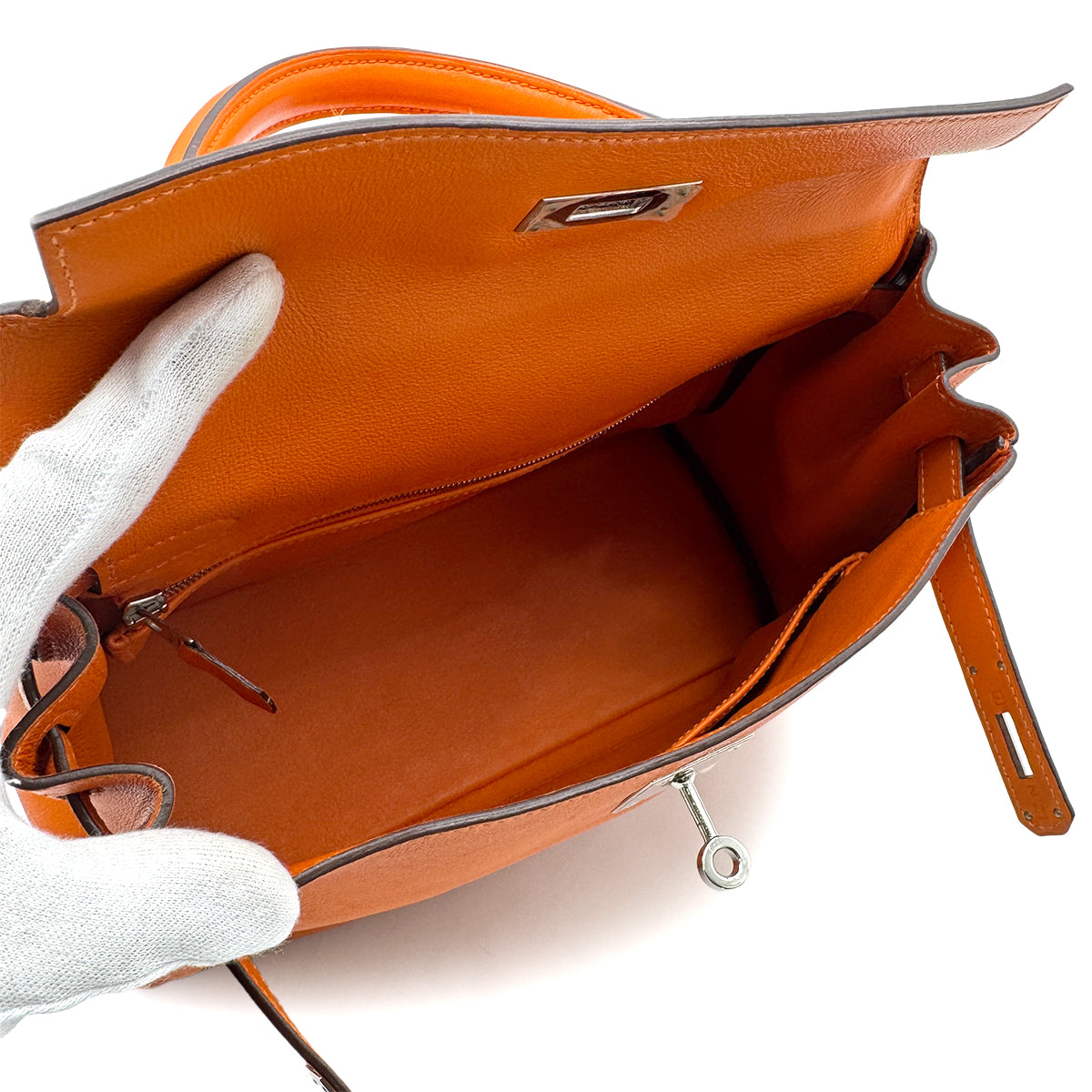 HERMES KELLY 28 RETOURNE ORANGE VEAU GULLIVER HAND SHOULDER BAG □I SHW 90273069