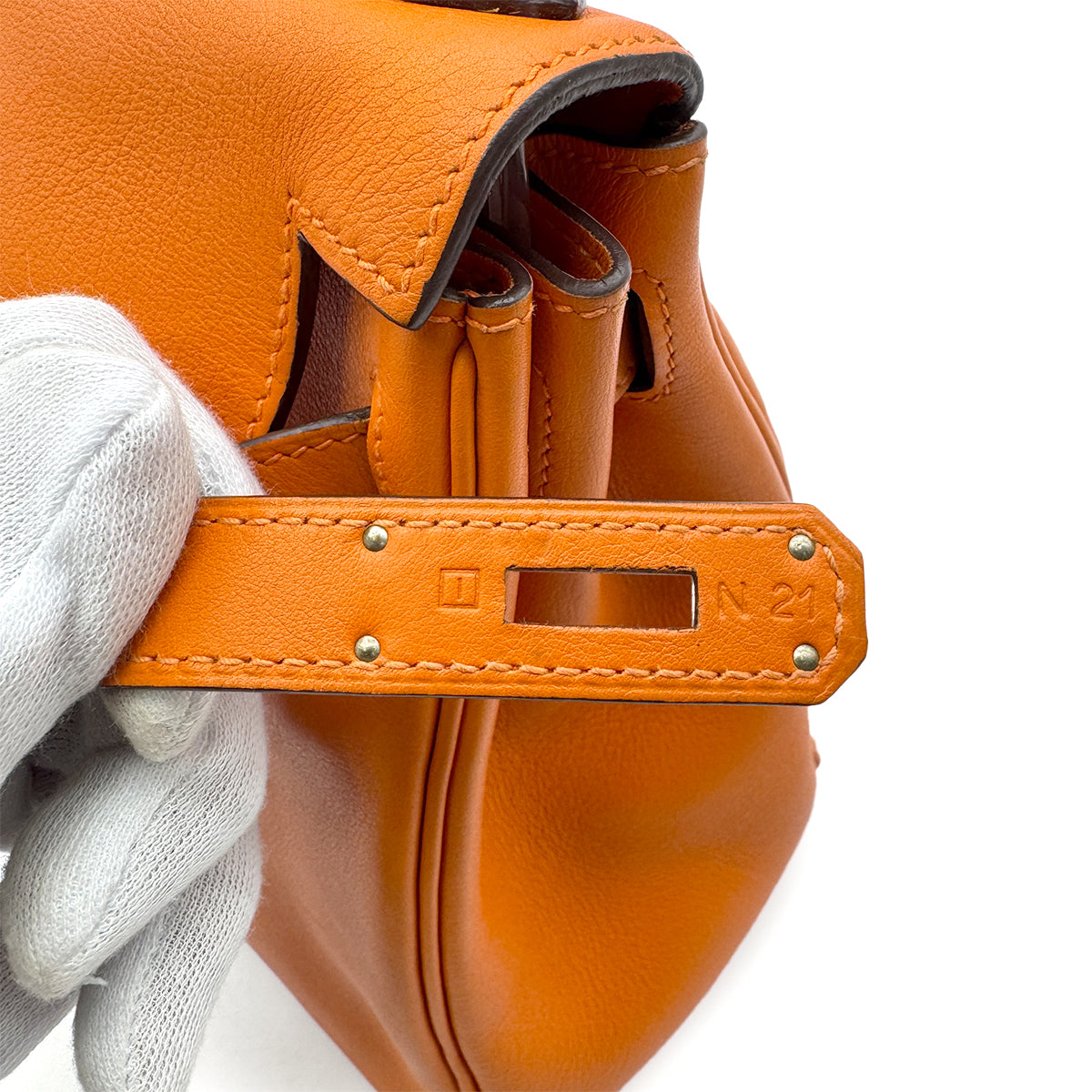 HERMES KELLY 28 RETOURNE ORANGE VEAU GULLIVER HAND SHOULDER BAG □I SHW 90273069