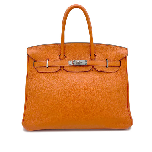 HERMES BIRKIN 35 ORANGE TOGO HAND BAG □N SHW 90273070