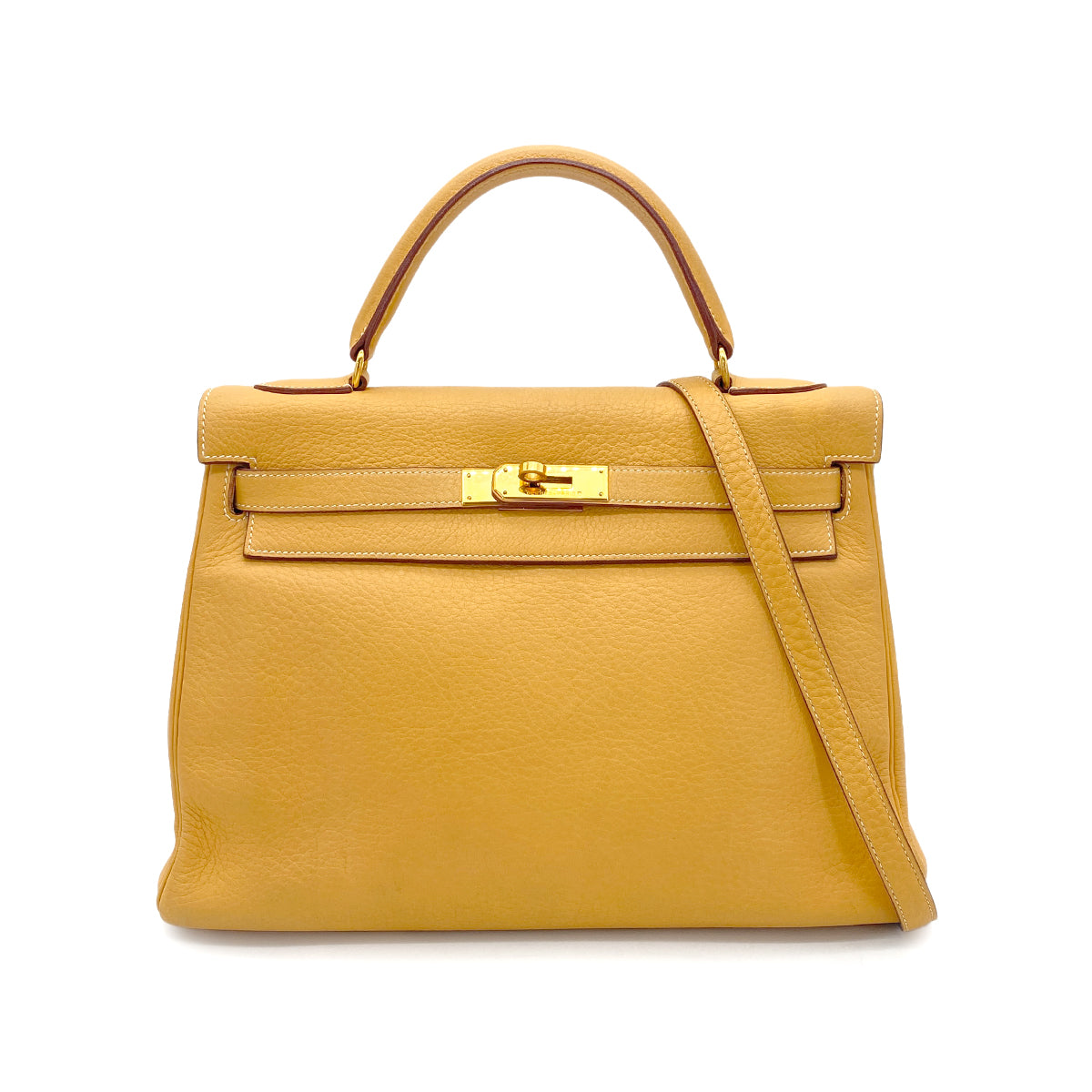 HERMES KELLY 32 RETOURNE NATURAL FJORD HAND SHOULDER BAG □B GHW 90273075