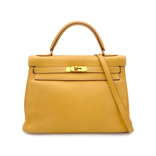 HERMES KELLY 32 RETOURNE NATURAL FJORD HAND SHOULDER BAG □B GHW 90273075