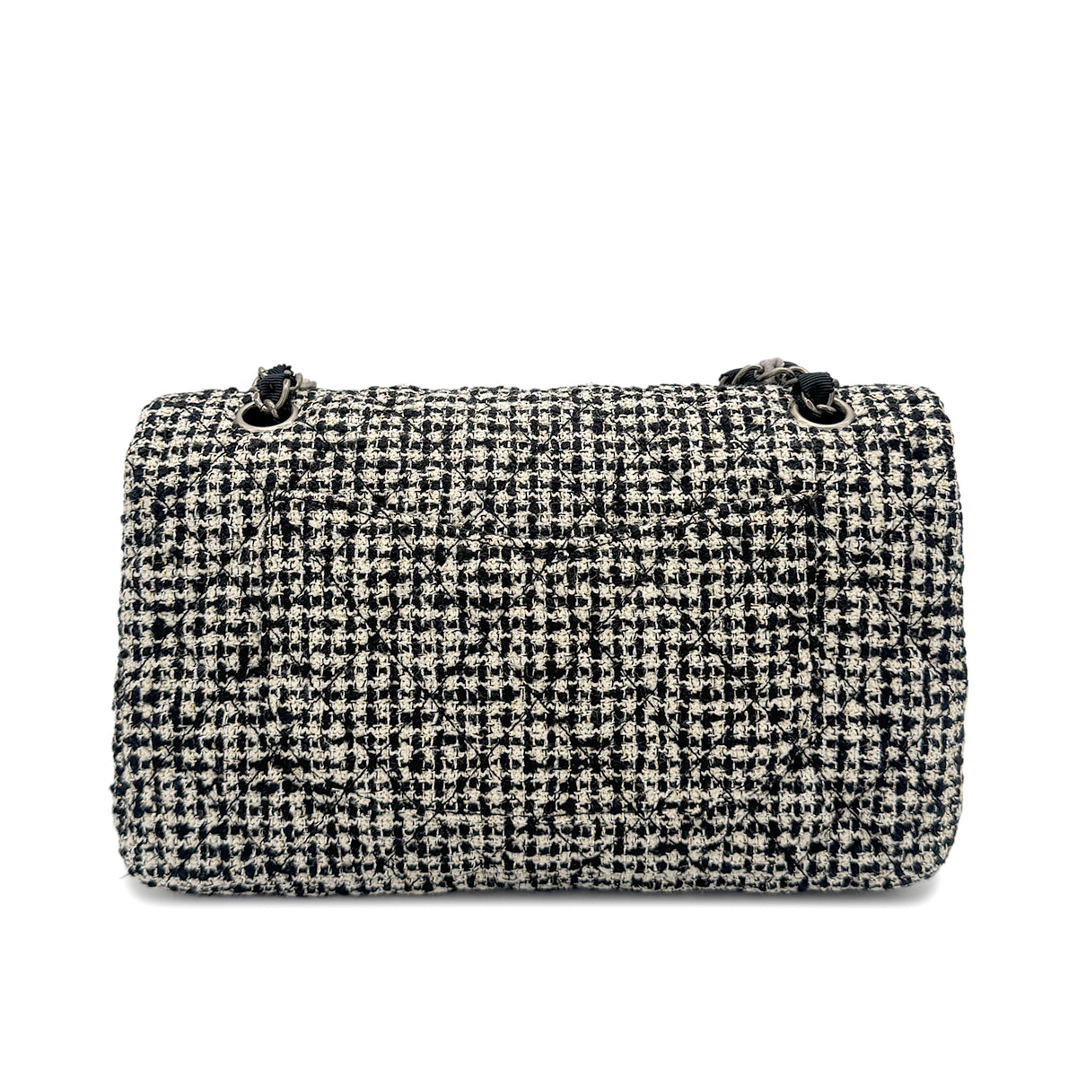 CHANEL MATELASSE CHAIN SHOULDER BAG BLACK TWEED 90273077