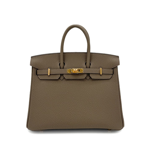 HERMES BIRKIN 25 VERSO TOUNDRA GRIS PERLE TOGO HAND BAG W GHW 90273375 - PURPOSE