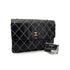 CHANEL VINTAGE WILD STITCH CHAIN SHOULDER BAG BLACK LEATHER 90273376 - PURPOSE