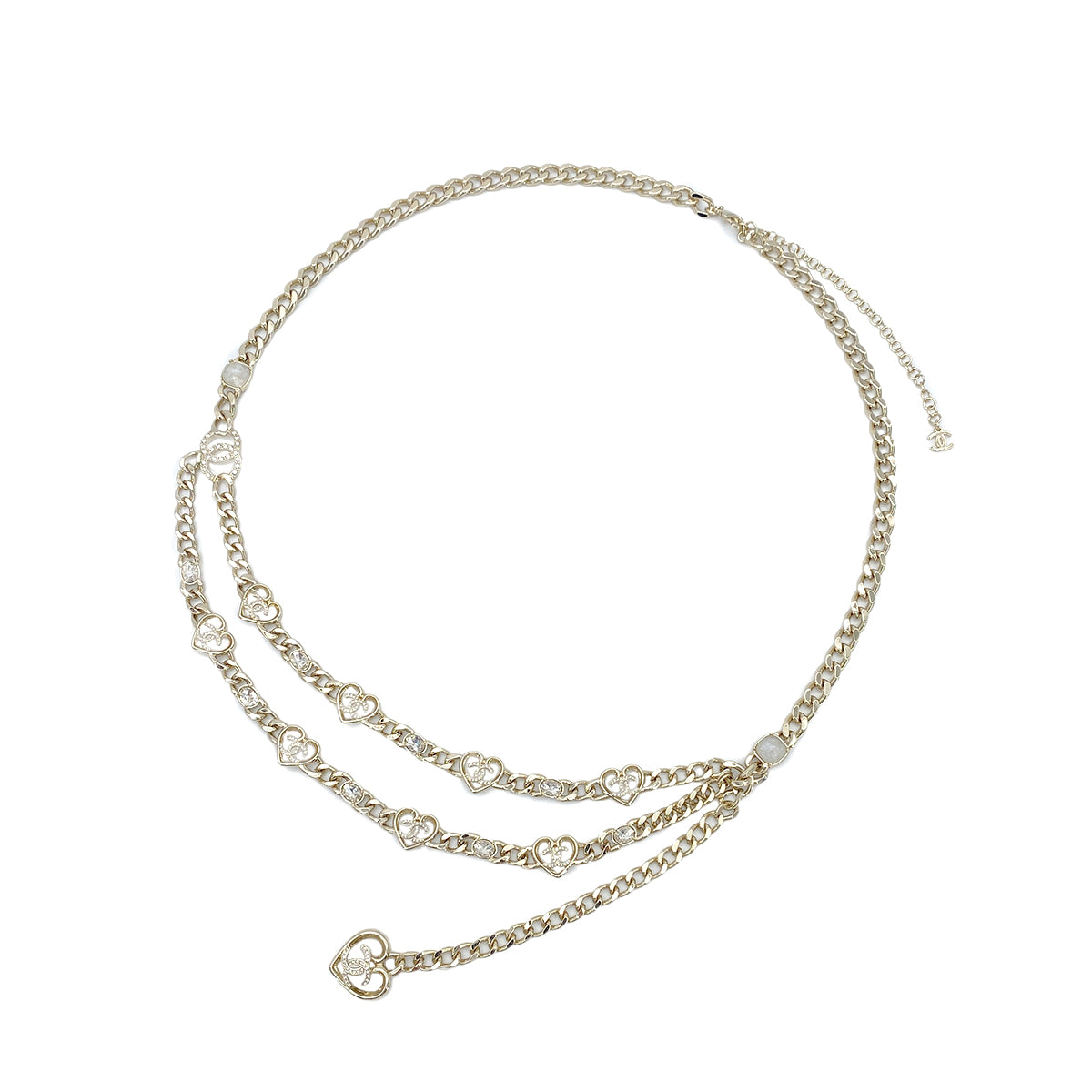 CHANEL COCOMARK HEART CHAIN BELT RHINESTONE F24C 90273389