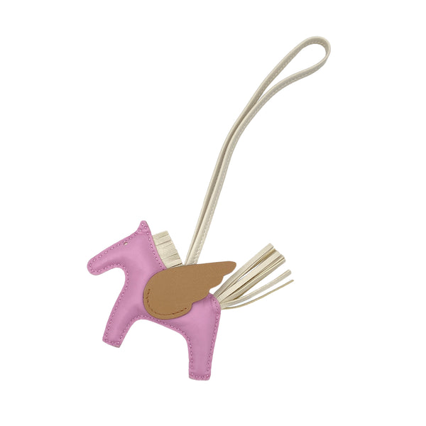 HERMES BAG CHARM RODEO PEGASUS PM MAUVE SYLVESTRE CRAIE CHAI AGNEAU MILO VEAU SWIFT U 90273402 - PURPOSE
