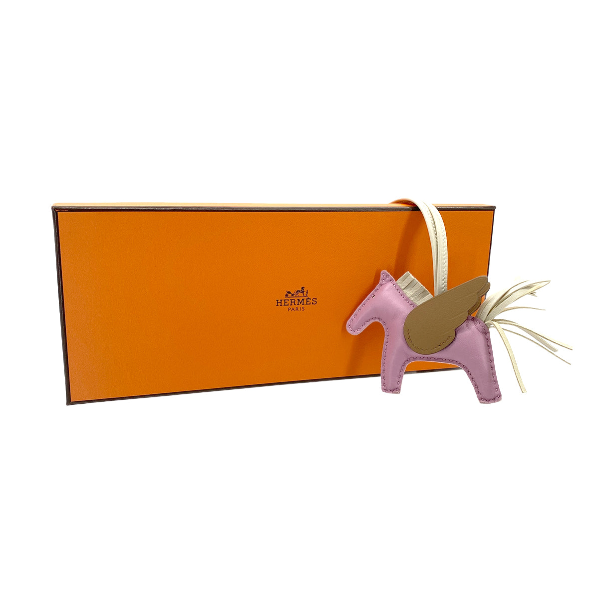 HERMES BAG CHARM RODEO PEGASUS PM MAUVE SYLVESTRE CRAIE CHAI AGNEAU MILO VEAU SWIFT U 90273402