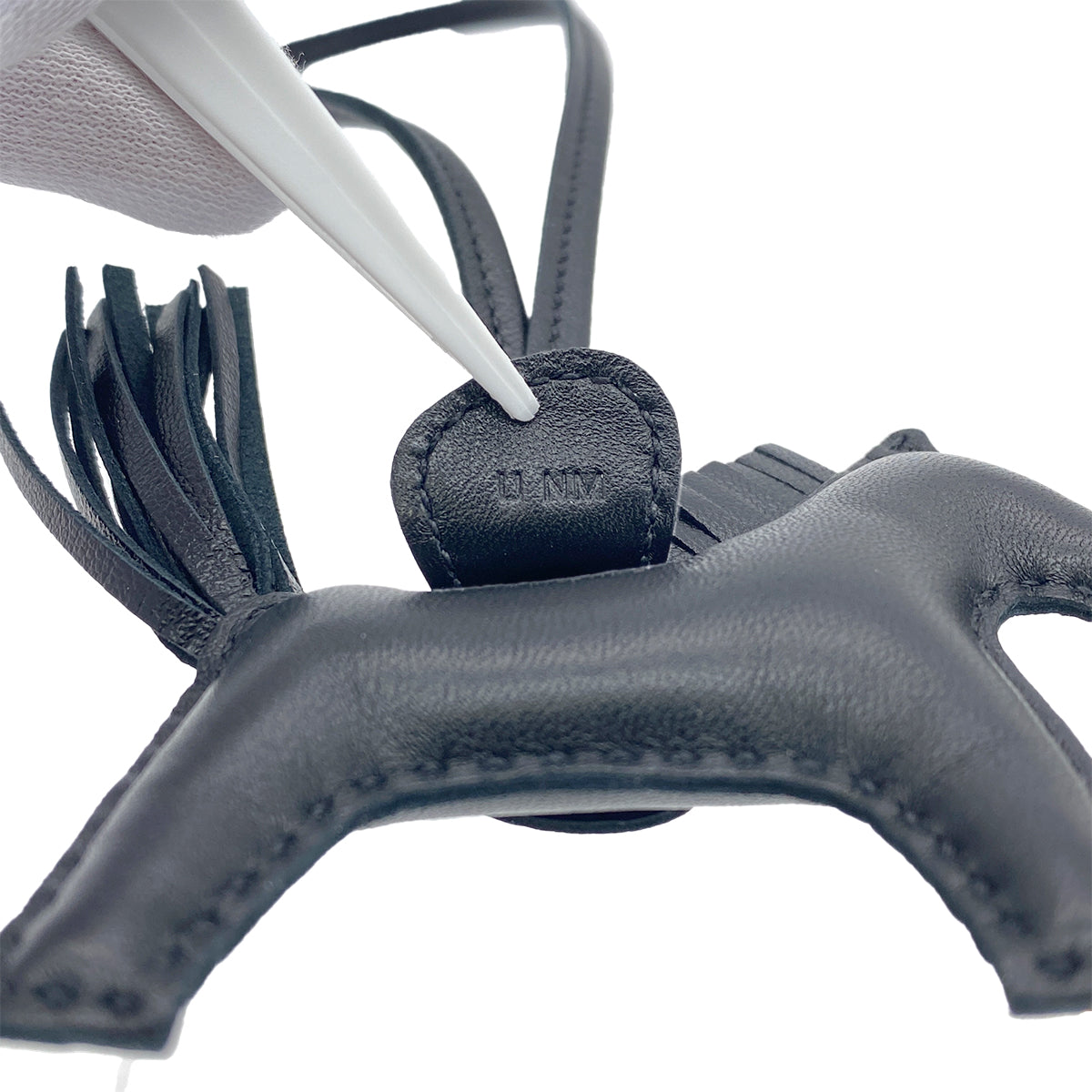 HERMES BAG CHARM RODEO PM SO BLACK AGNEAU MILO U 90273403