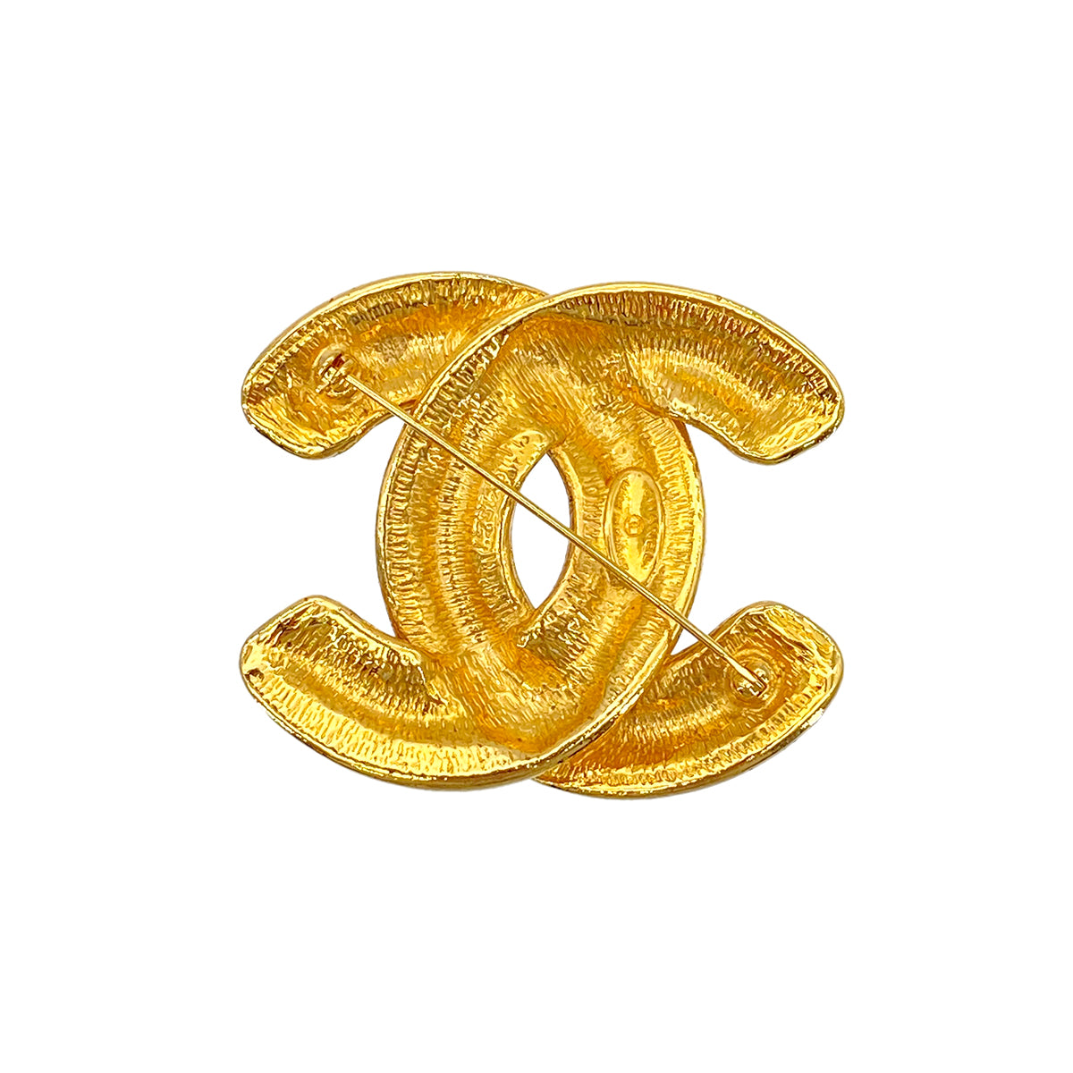 CHANEL VINTAGE MATELASSE COCOMARK BROOCH GOLD ACCESSORY 90273415