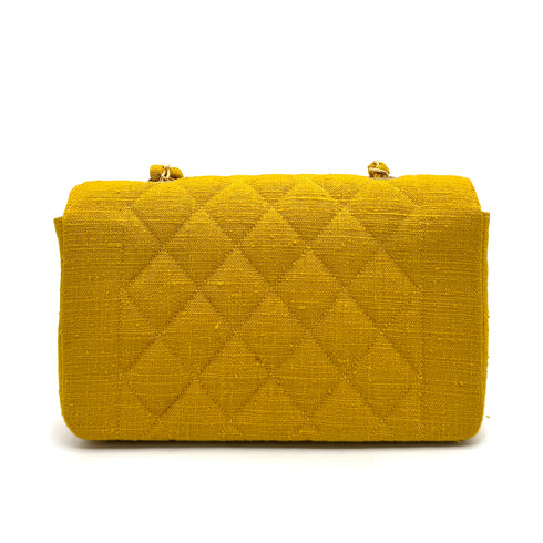 CHANEL VINTAGE DIANA SMALL CHAIN SHOULDER BAG YELLOW LINEN 90273870 - PURPOSE