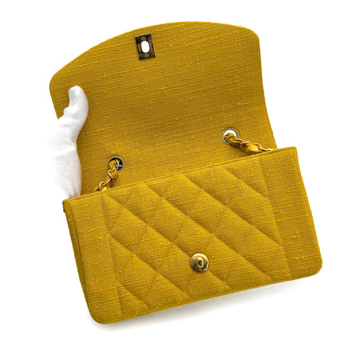 CHANEL VINTAGE DIANA SMALL CHAIN SHOULDER BAG YELLOW LINEN 90273870 - PURPOSE