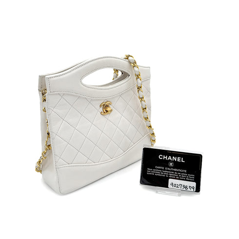 CHANEL VINTAGE 2WAY HAND CHAIN SHOULDER BAG WHITE LAMB SKIN 90273879 - PURPOSE