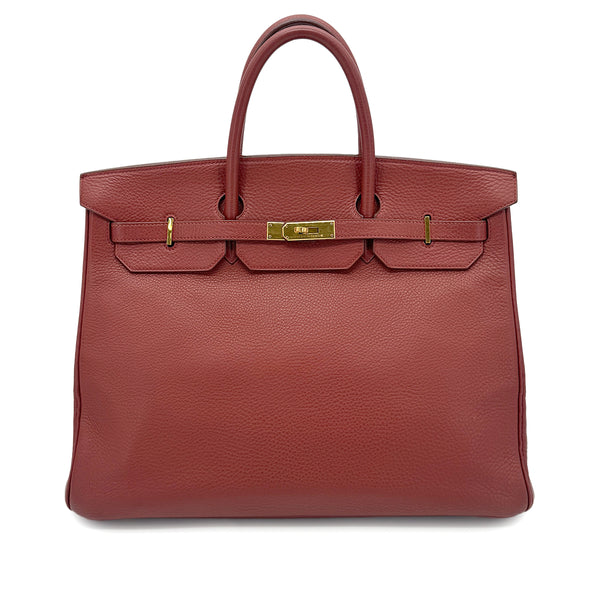 HERMES BIRKIN 40 BRIQUE TAURILLON CLEMENCE HAND BAG □D GHW 90273884 - PURPOSE