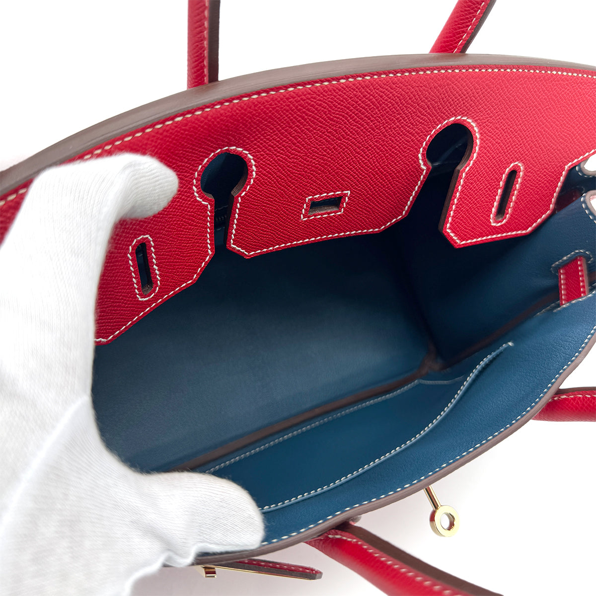 HERMES CANDY BIRKIN 30 ROUGE CASAQUE BLUE THALASSA EPSOM HAND BAG □P GHW 90273885