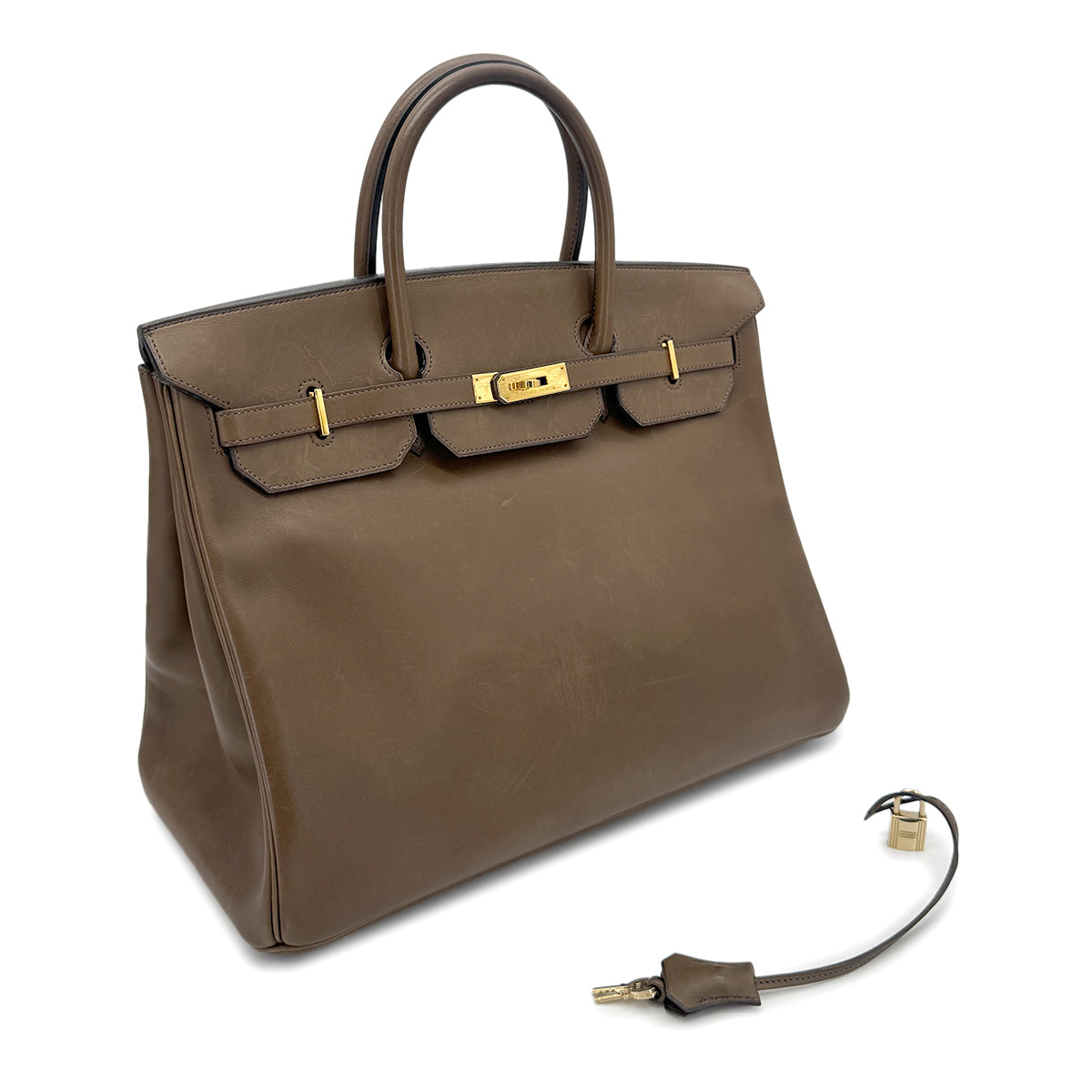 HERMES BIRKIN 40 OLIVE VEAU BARENIA HAND BAG □E GHW 90273888