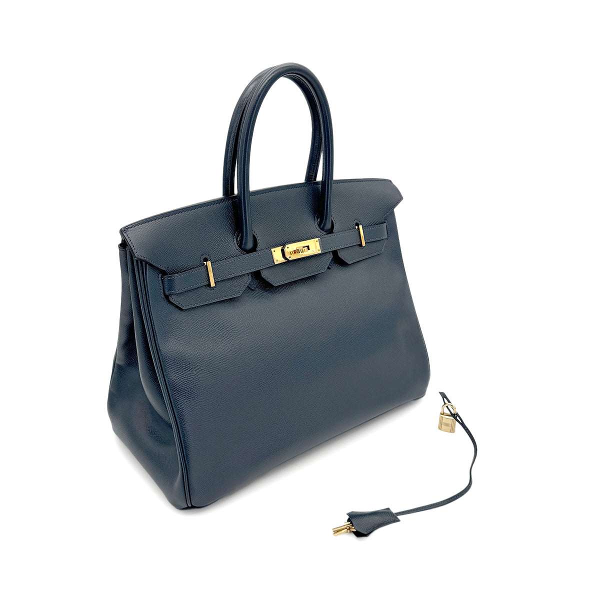 HERMES BIRKIN 35 BLUE INDIGO COUCHEVEL HAND BAG □C GHW 90273891