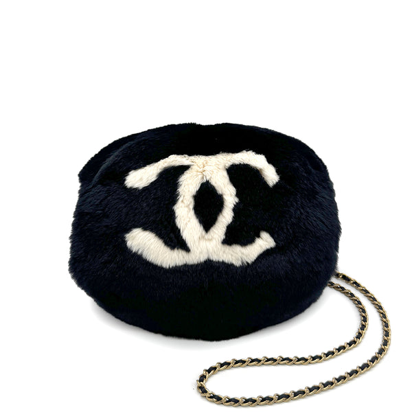 CHANEL VINTAGE COCOMARK ARM WARMER CHAIN SHOULDER BAG BLACK FUR 90273898 - PURPOSE