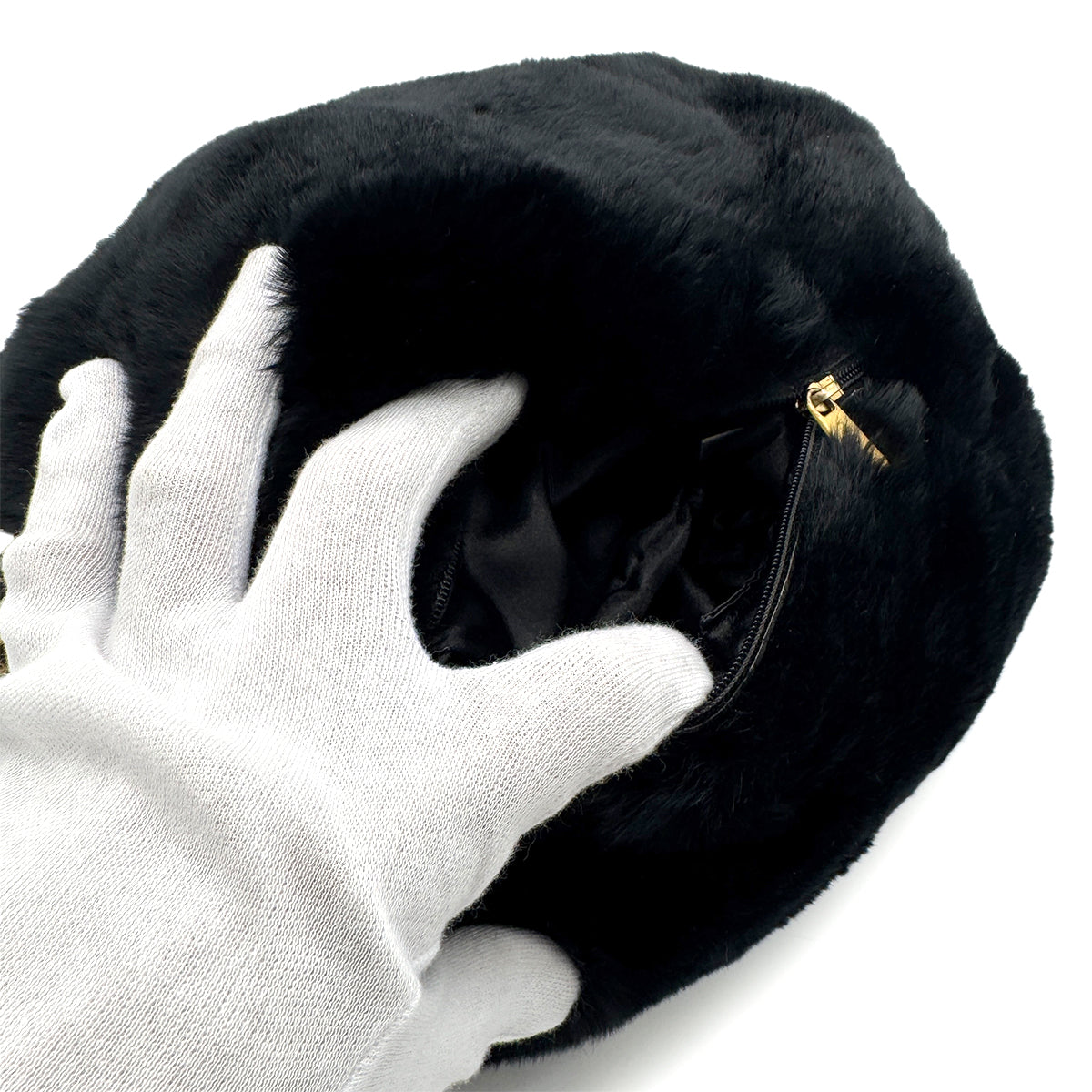 CHANEL VINTAGE COCOMARK ARM WARMER CHAIN SHOULDER BAG BLACK FUR 90273898