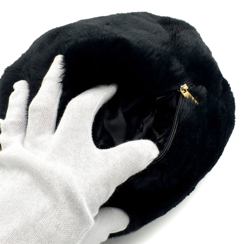CHANEL VINTAGE COCOMARK ARM WARMER CHAIN SHOULDER BAG BLACK FUR 90273898 - PURPOSE