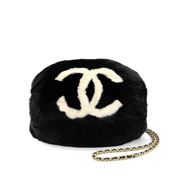 CHANEL VINTAGE COCOMARK ARM WARMER CHAIN SHOULDER BAG BLACK FUR 90273899 - PURPOSE