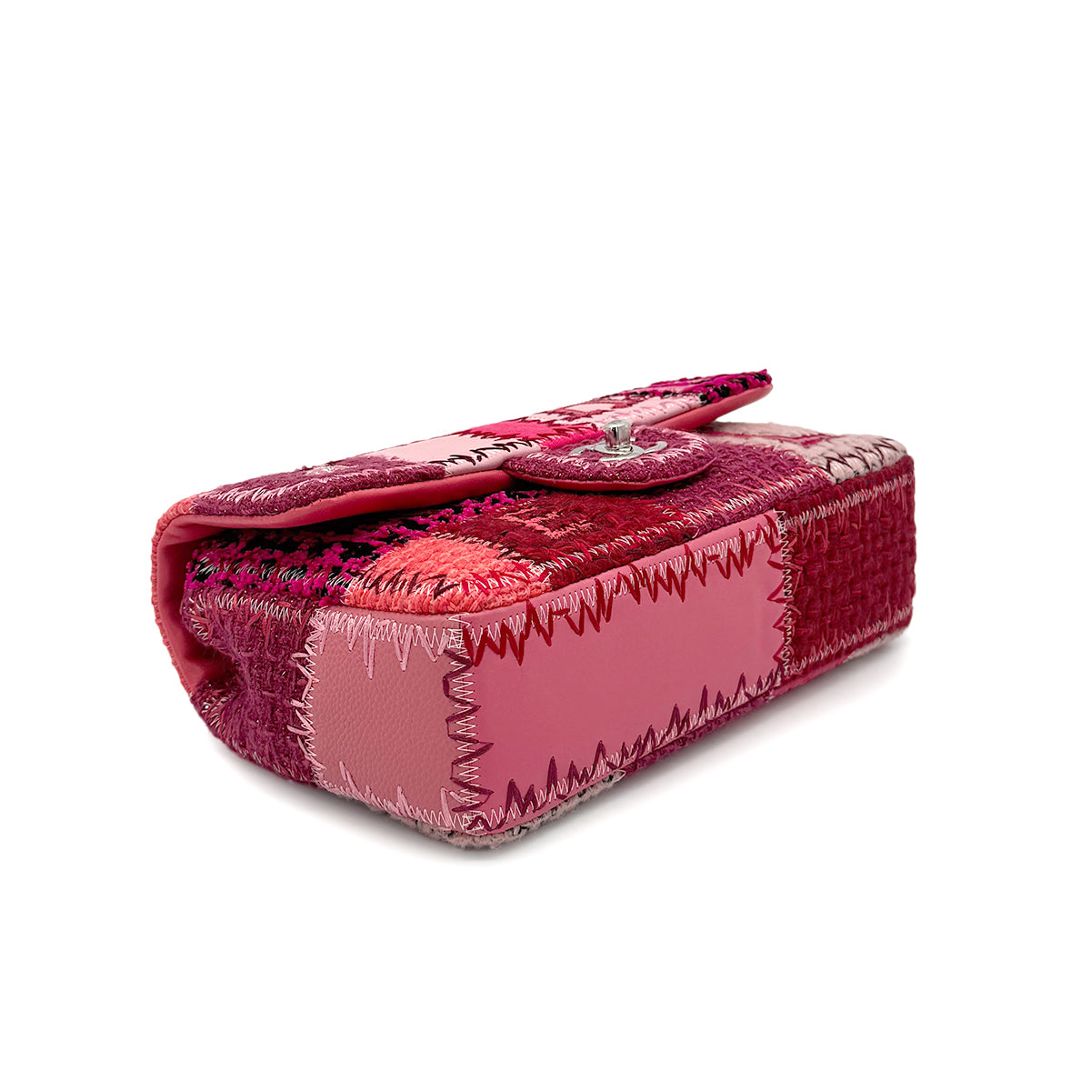 CHANEL CHAIN SHOULDER BAG PATCHWORK PINK CANVAS LEATHER 90273901