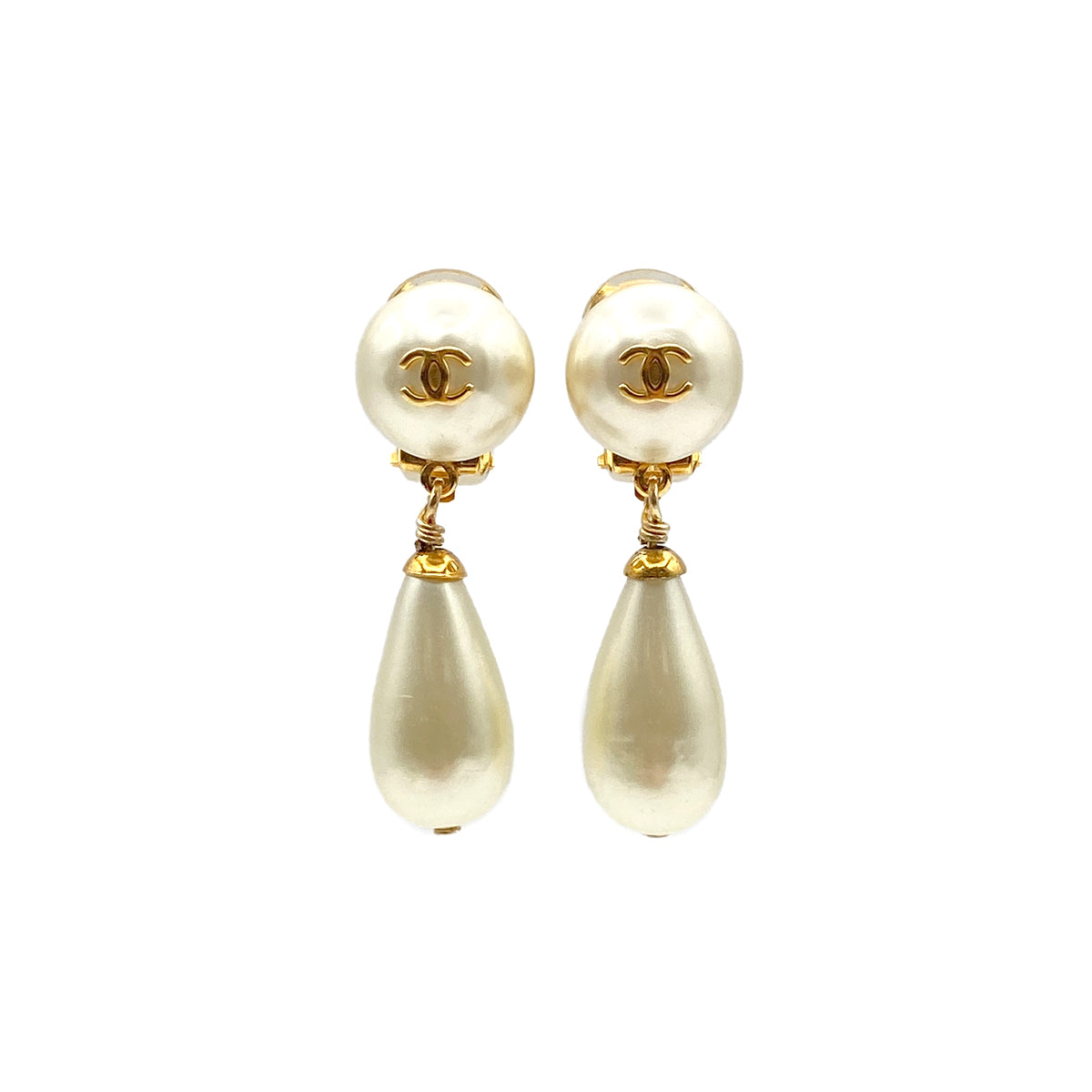 CHANEL VINTAGE EARRINGS COCOMARK FAUX PEARL ACCESSORY 97P 90273904