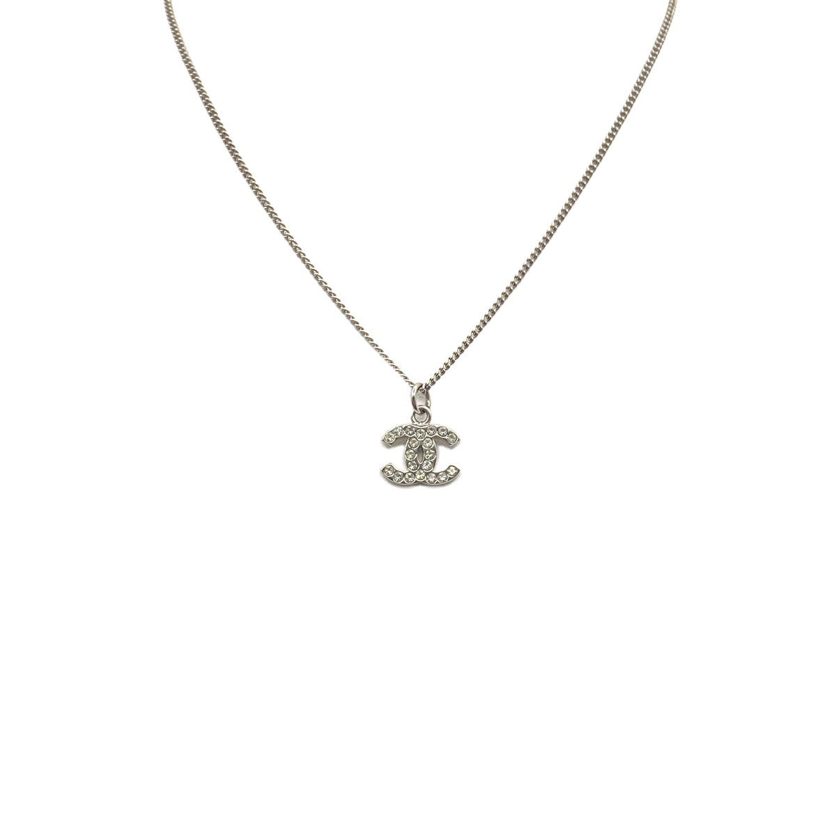 CHANEL NECKLACE COCOMARK RHINESTONE SILVER ACCESSORY B10V 90273914
