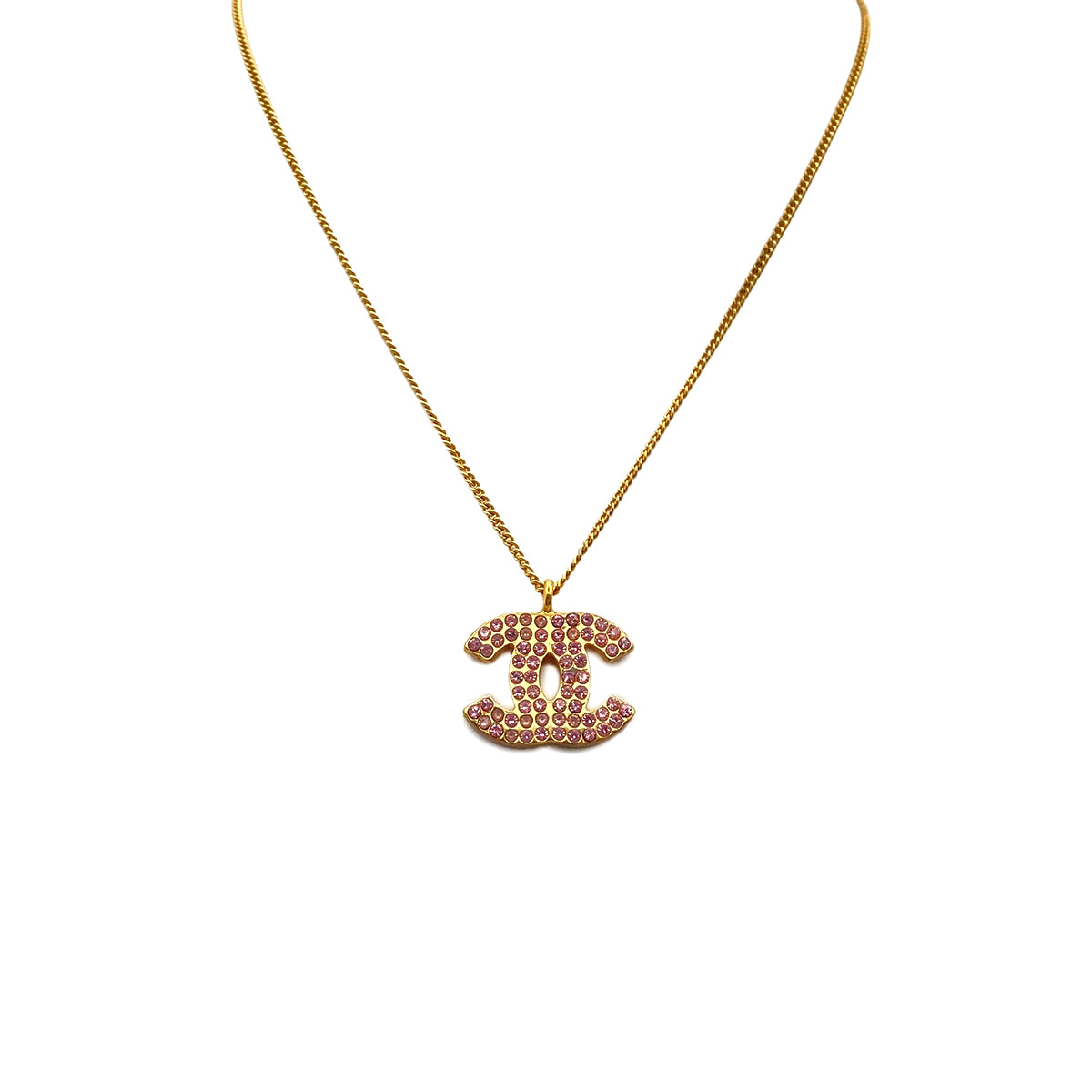 CHANEL NECKLACE COCOMARK RHINESTONE PINK ACCESSORY 02P 90273922