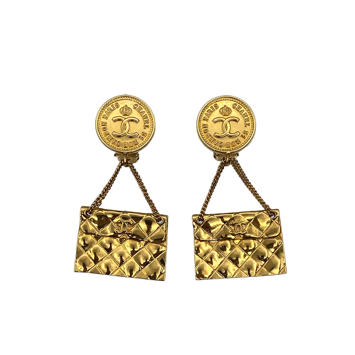 CHANEL VINTAGE EARRINGS COCOMARK MATELASSE BAG MOTIF ACCESSORY 90273930