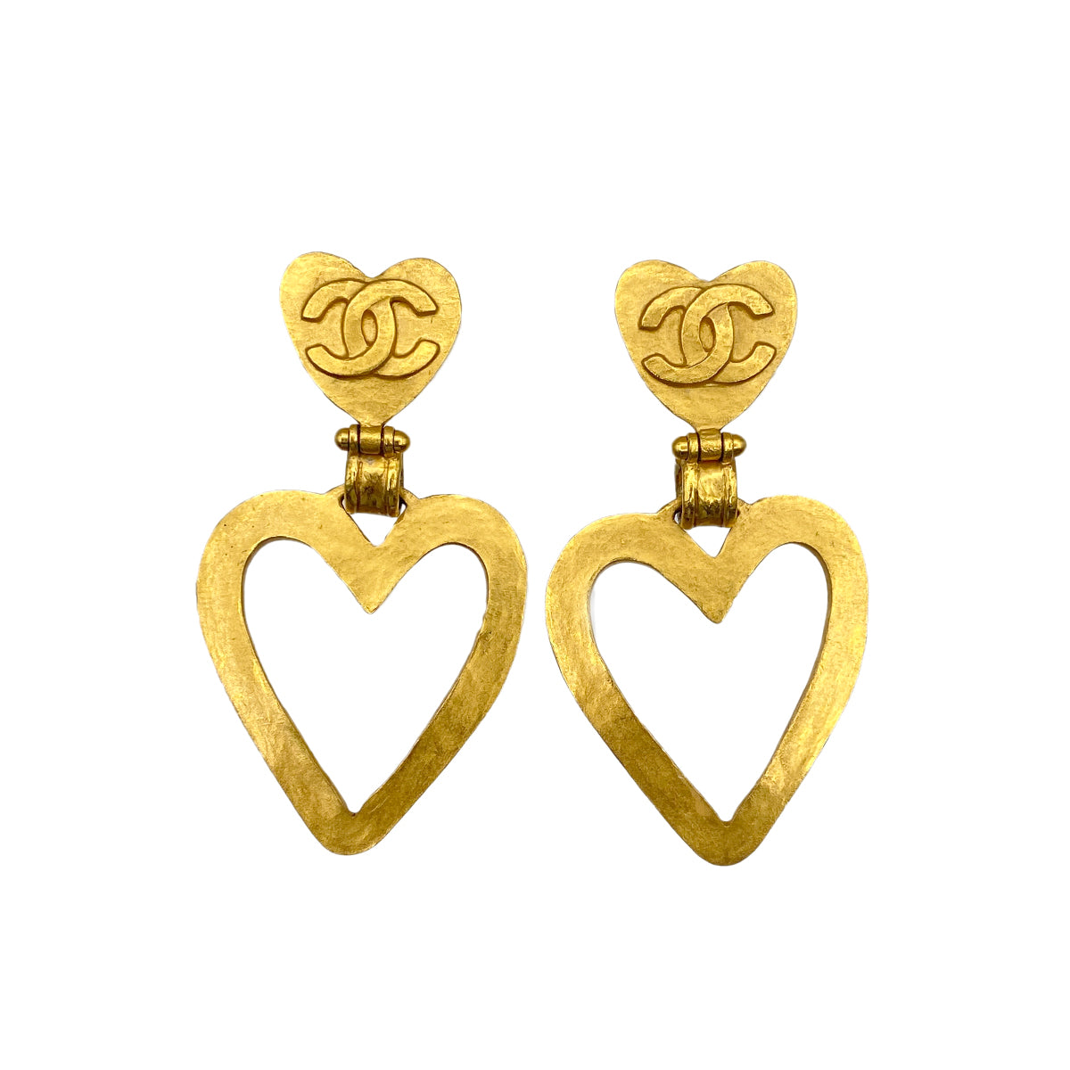 CHANEL VINTAGE EARRINGS HEART COCOMARK ACCESSORY 95P 90273935
