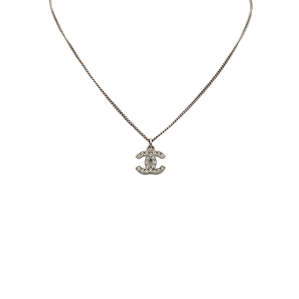 CHANEL NECKLACE COCOMARK RHINESTONE SILVER ACCESSORY 10V 90273937