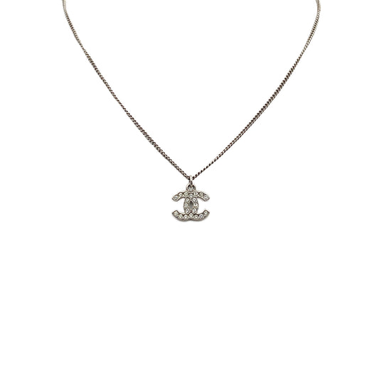 CHANEL NECKLACE COCOMARK RHINESTONE SILVER ACCESSORY 10V 90273937