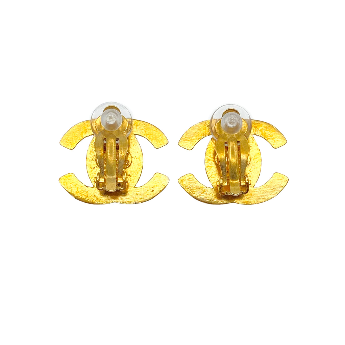 CHANEL VINTAGE EARRINGS TURN LOCK GOLD ACCESSORY 96P 90273941