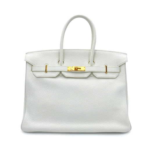 HERMES BIRKIN 35 WHITE TAURILLON CLEMENCE HAND BAG □N GHW 90274035