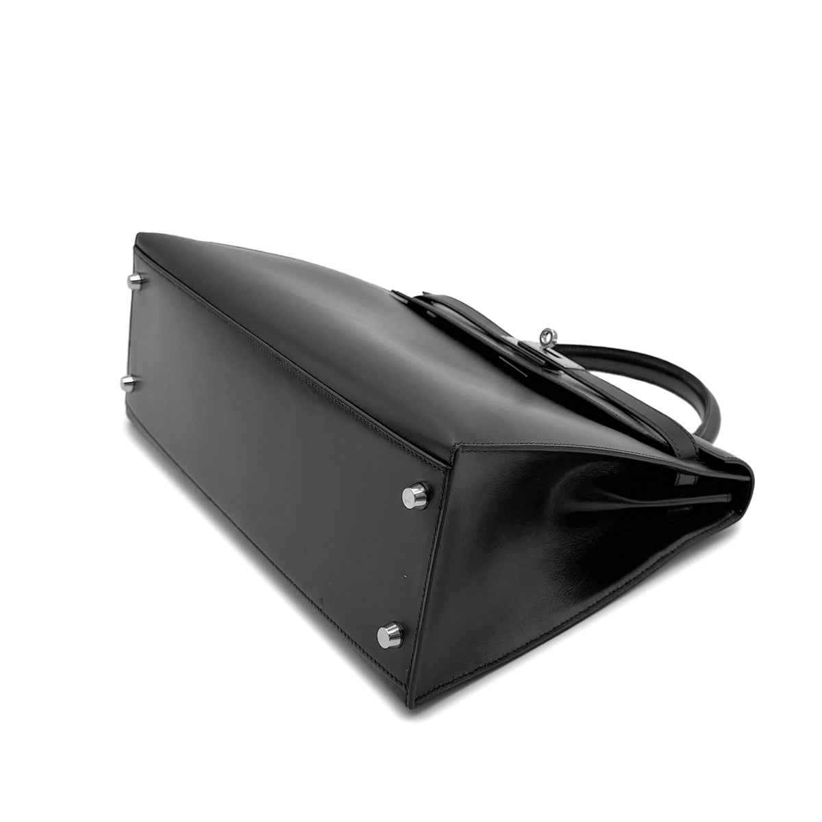 HERMES KELLY 32 SELLIER BLACK BOX CALF HAND SHOULDER BAG □C SHW 90274041