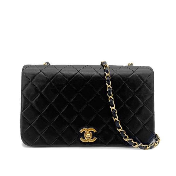 CHANEL VINTAGE FULL FLAP CHAIN SHOULDER BAG BLACK LAMB SKIN 90274042 - PURPOSE