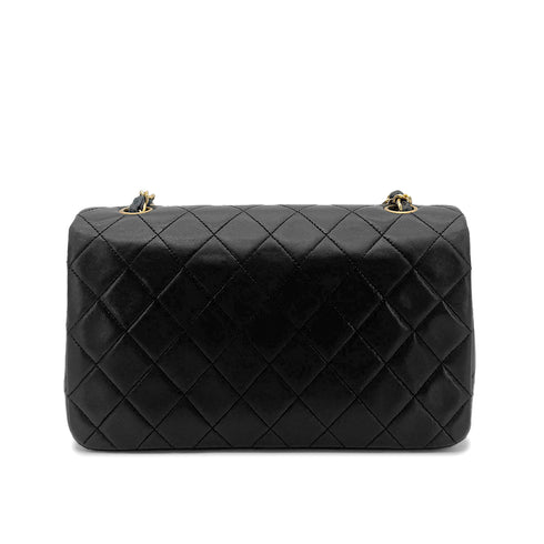 CHANEL VINTAGE FULL FLAP CHAIN SHOULDER BAG BLACK LAMB SKIN 90274042 - PURPOSE