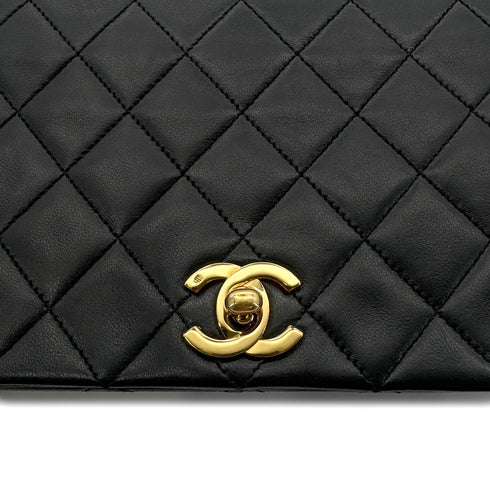 CHANEL VINTAGE FULL FLAP CHAIN SHOULDER BAG BLACK LAMB SKIN 90274042 - PURPOSE