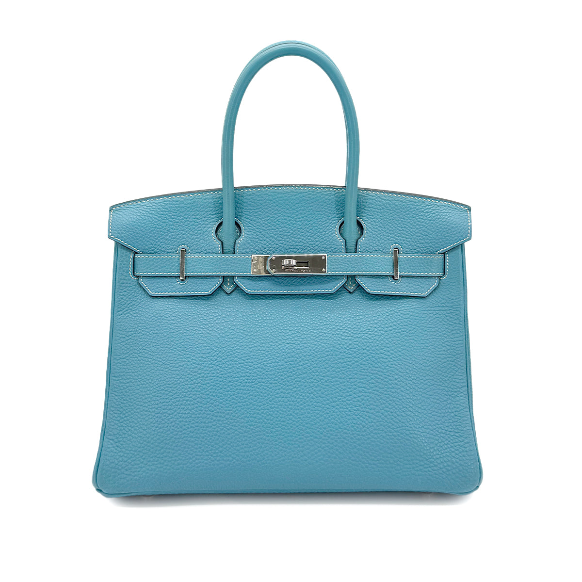 HERMES BIRKIN 30 BLUE JEAN TAURILLON CLEMENCE HAND BAG ▢E SHW 90274046