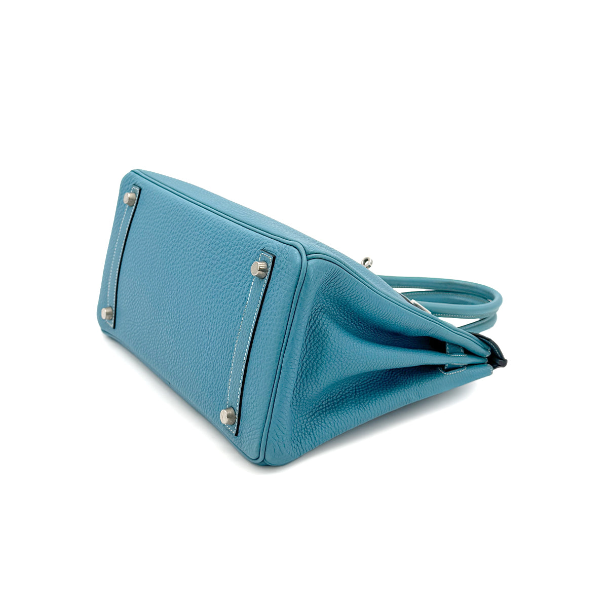 HERMES BIRKIN 30 BLUE JEAN TAURILLON CLEMENCE HAND BAG ▢E SHW 90274046